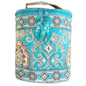 Vera Bradley Makeup Bag, Oval, Paisley, Handle, Inner Mesh Pocket, Blue, White
